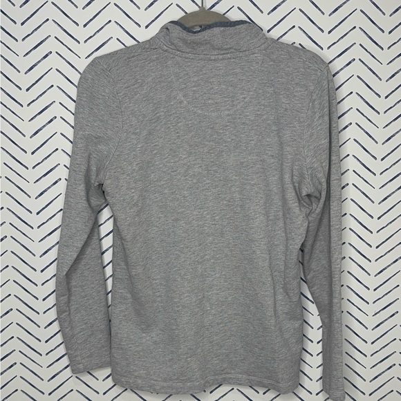 L.L. Bean Grey and blue Knit Quarter Zip (button) Sweatshirt Size Small - Picture 2 of 3